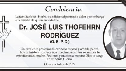 Condolencia por el Dr. José Luis Thoferhn Rodríguez
