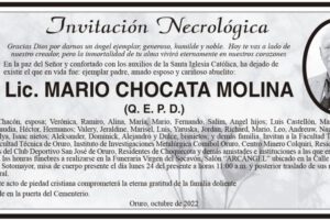Invitación Necrológica: Lic. Mario Chocata Molina