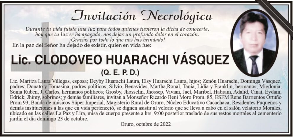 Lic. Clodoveo Huarachi Vásquez Q. E. P. D.