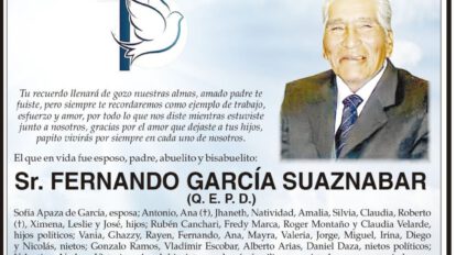 Invitación Necrológica de Fernando García Suaznabar