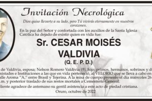 Invitación Necrológica para Cesar Moisés Valdivia