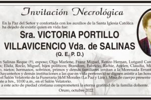 Invitación Necrológica de Victoria Portillo Villavicencio