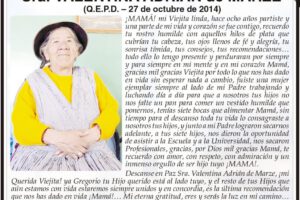 Obituario de Valentina Adrián de Marze