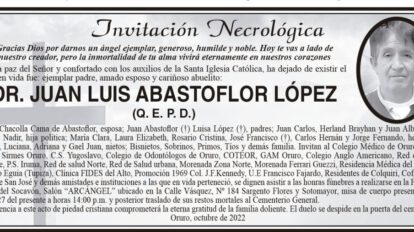 Invitación Necrológica Dr. Juan Luis Abastoflor López