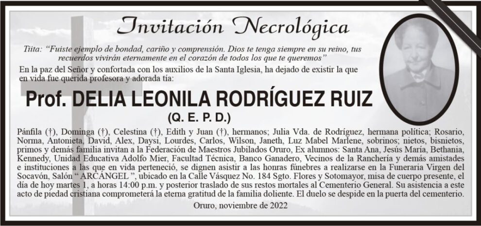 Prof. Delia Leonila Rodríguez Ruiz Q. E. P. D.