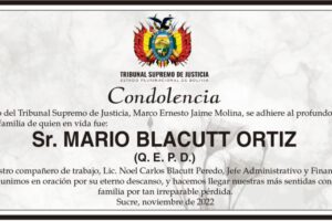 Condolencia por Mario Blacutt Ortiz
