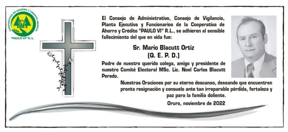 Necrológico de Mario Blacutt Ortiz