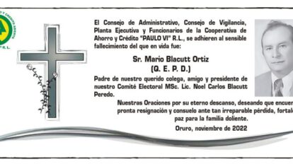 Necrológico de Mario Blacutt Ortiz