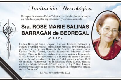 Invitación Necrológica de Rose Marie Salinas Barragán