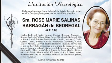 Invitación Necrológica de Rose Marie Salinas Barragán