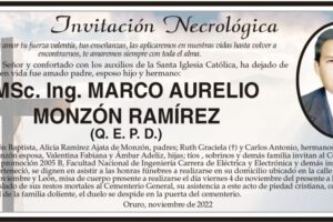 Invitación Necrológica de Marco Aurelio Monzón Ramírez