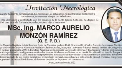 Invitación Necrológica de Marco Aurelio Monzón Ramírez
