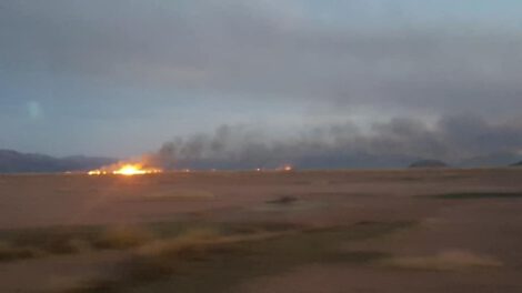 Quema de totora en el lago Uru Uru
