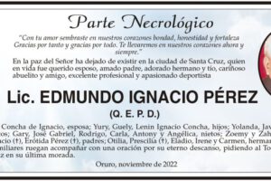 Parte Necrológico de Lic. Edmundo Ignacio Pérez