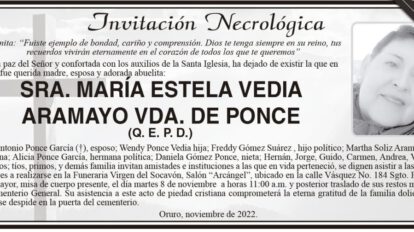 SRA. MARÍA ESTELA VEDIA ARAMAYO VDA. DE PONCE