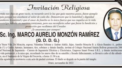 Misa en memoria de MSc. Ing. Marco Aurelio Monzón Ramírez