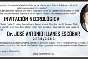 Invitación Necrológica: Dr. José Antonio Illanes Escóbar