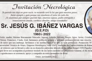 Invitación Necrológica: Sr. Jesús G. Ibáñez Vargas (Q.E.P.D) 1960 - 2022