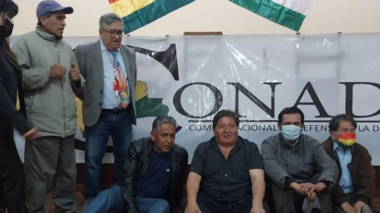 Dirigentes durante la huelga que instaló el Conade en defensa del Censo 2023
