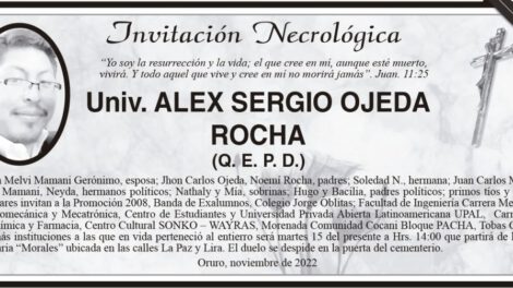 Univ. ALEX SERGIO OJEDA ROCHA (Q. E. P. D.)