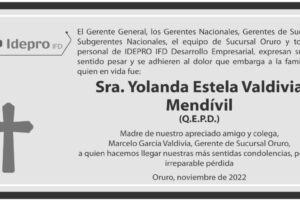 Necrológico de Yolanda Estela Valdivia Mendívil