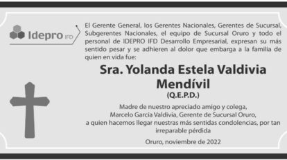Necrológico de Yolanda Estela Valdivia Mendívil