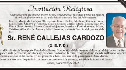 Invitación Religiosa: René Callejas Cardozo
