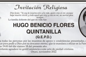 Invitación Religiosa: Hugo Benicio Flores Quintanilla