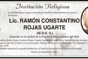 Lic. Ramón Constantino Rojas Ugarte fallecimiento