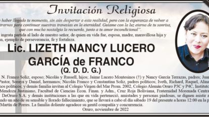 Lic. Lizeth Nancy Lucero García de Franco obituario
