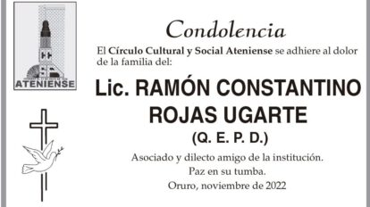 Condolencia por Lic. Ramón Constantino Rojas Ugarte