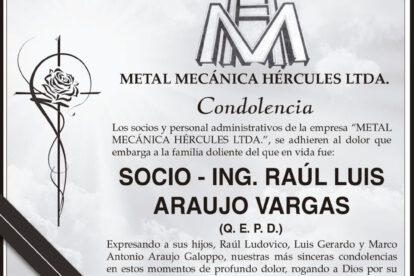 Condolencia Ing. Raúl Luis Araujo Vargas
