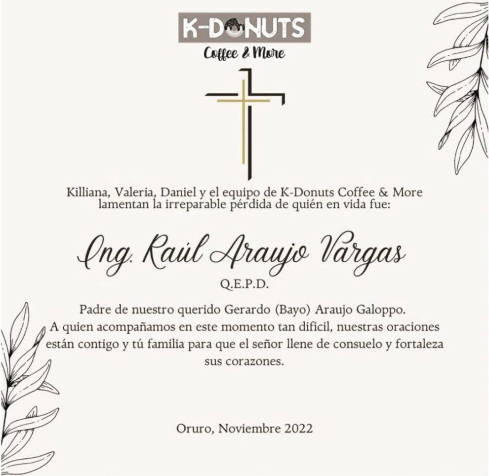 Necrológico de Ing. Raúl Araujo Vargas
