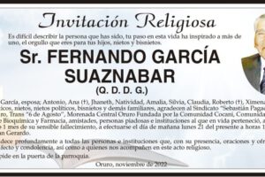 Invitación Religiosa para Fernando García Suaznabar