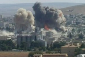 Bombardeo Turco sobre Kobane en Siria