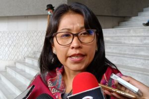 La diputada oficialista, Gladys Quispe durante una entrevista sobre la Ley de Censo