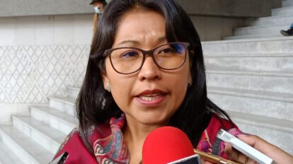 La diputada oficialista, Gladys Quispe durante una entrevista sobre la Ley de Censo