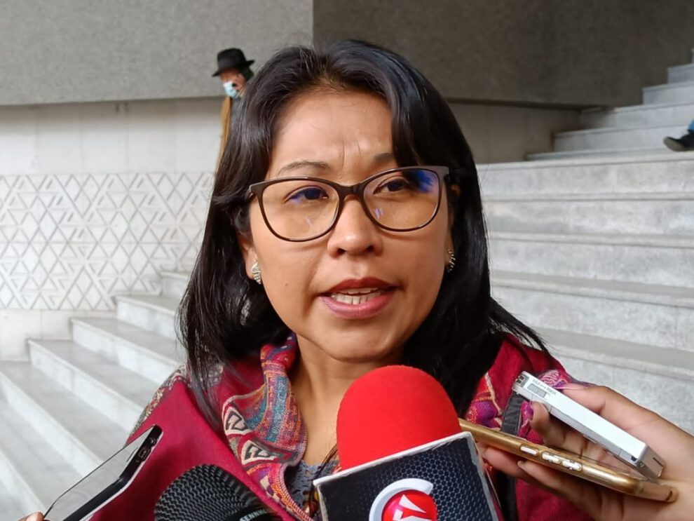 La diputada oficialista, Gladys Quispe durante una entrevista sobre la Ley de Censo