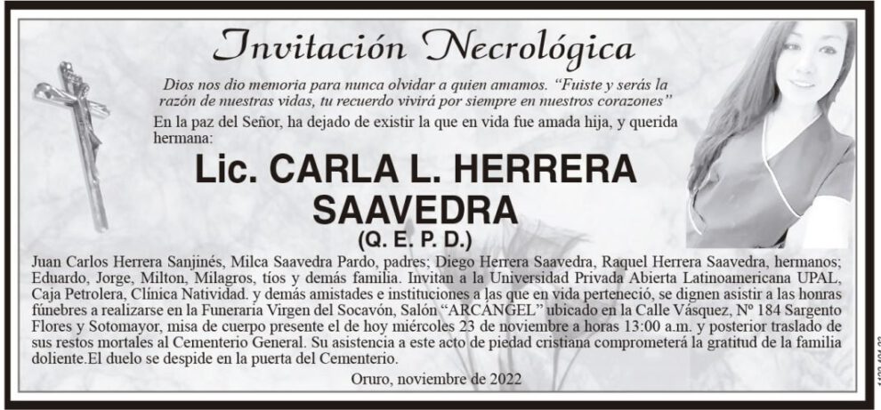 Lic. Carla L. Herrera Saavedra Q. E. P. D.