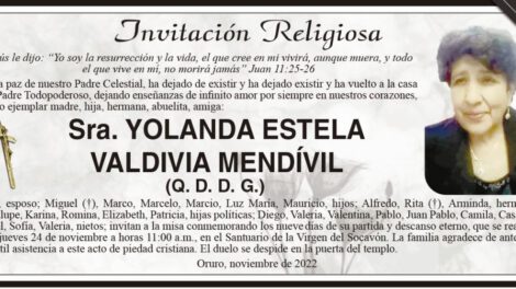 Obituario de Yolanda Estela Valdivia Mendívil