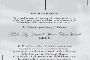 Invitación Religiosa: Armando Antonio Checa Hurtado