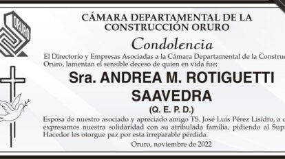 Condolencia por el fallecimiento de Andrea M. Rotiguetti Saavedra