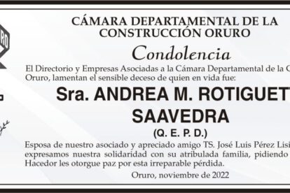 Condolencia por el fallecimiento de Andrea M. Rotiguetti Saavedra