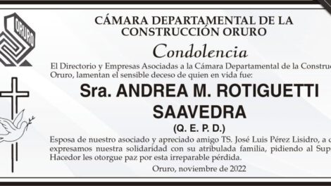 Condolencia por el fallecimiento de Andrea M. Rotiguetti Saavedra
