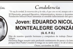 Condolencia por el fallecimiento de Eduardo Nicolás Montealegre Gonzáles