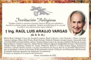 Ing. Raúl Luis Araujo Vargas, siempre vivirás en nuestros corazones