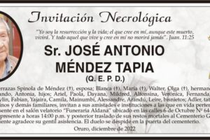 Invitación Necrológica: José Antonio Méndez Tapia