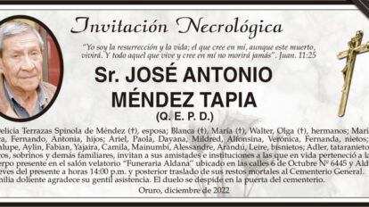 Invitación Necrológica: José Antonio Méndez Tapia