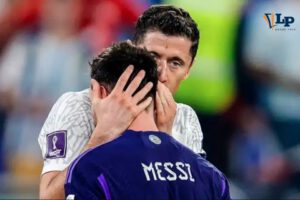 Lewandowski y Messi en el partido Polonia-Argentina