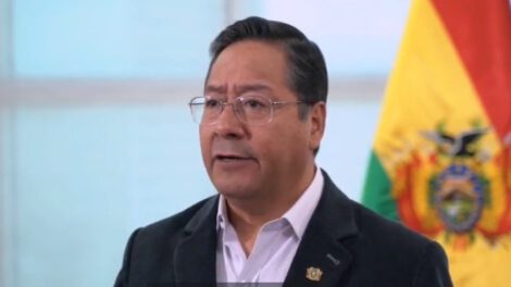 El Presidente del Estado, Luis Arce Catacora, durante la promulgación de la Ley del Censo